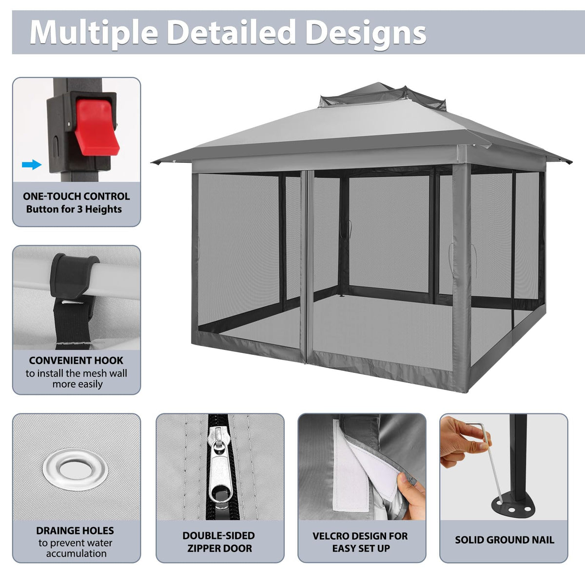 11x11 Pop Up Gazebo Canopy Tent with Mosquito Net Q6899