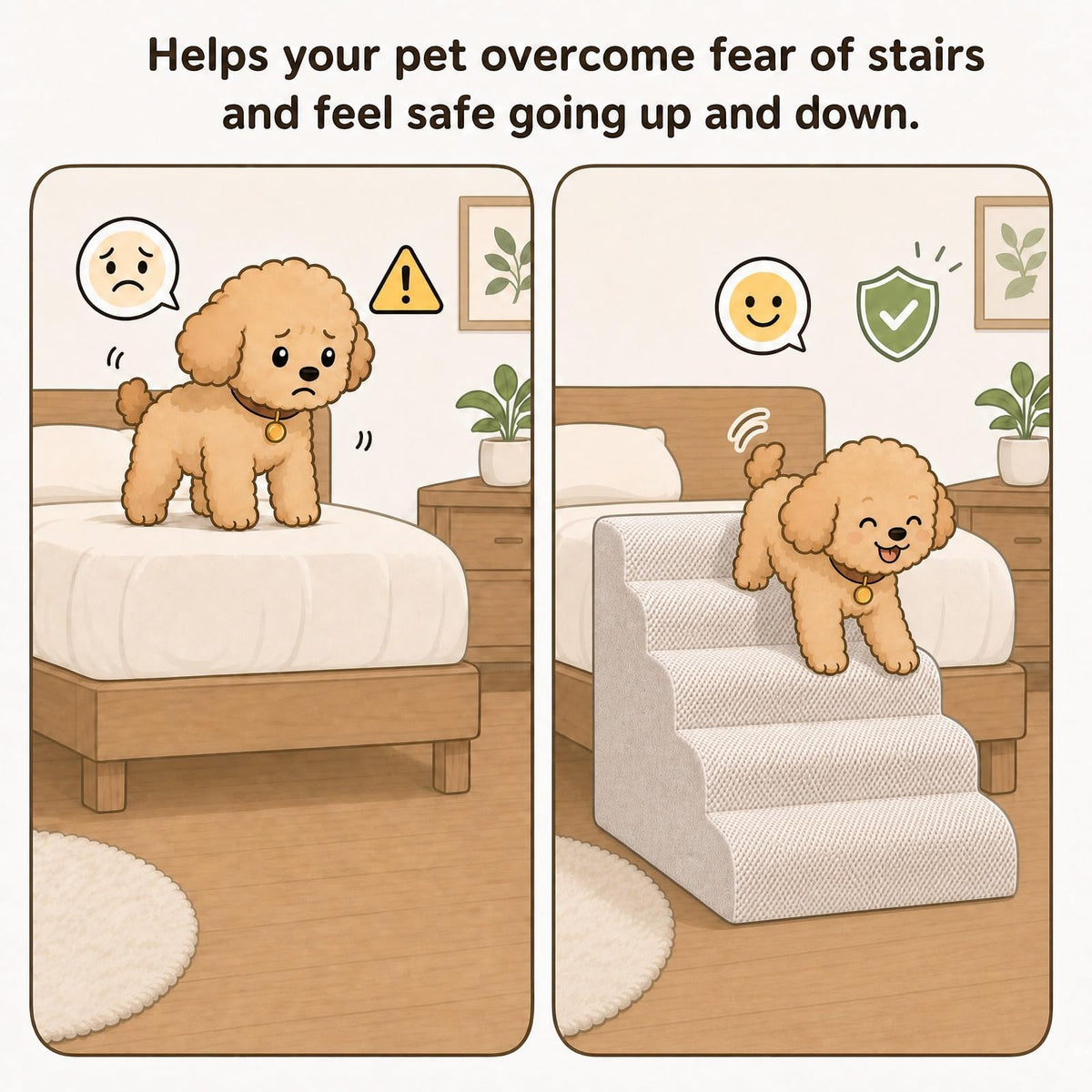 Dog Ramp, Pet Ramp, Dog Stairs, Non-Slip Ladder, 5-Step, Gray U49037