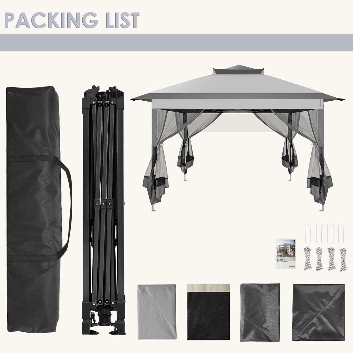 11x11 Pop Up Gazebo Canopy Tent with Mosquito Net Q6899