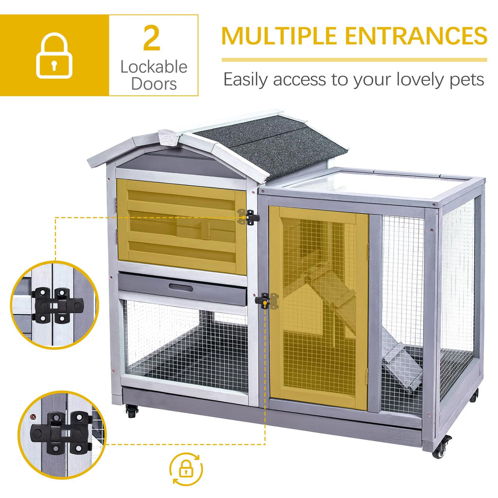 Wooden Rabbit Hutch with Waterproof Roof P41787