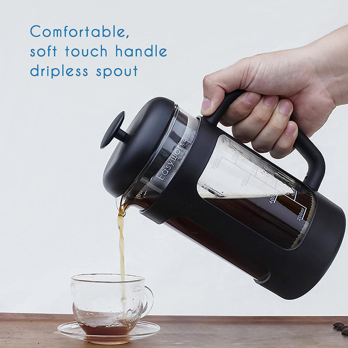 French Press 12 oz, Stainless Steel Double-Wall Espresso Cups 5 oz Set of 2 G21015