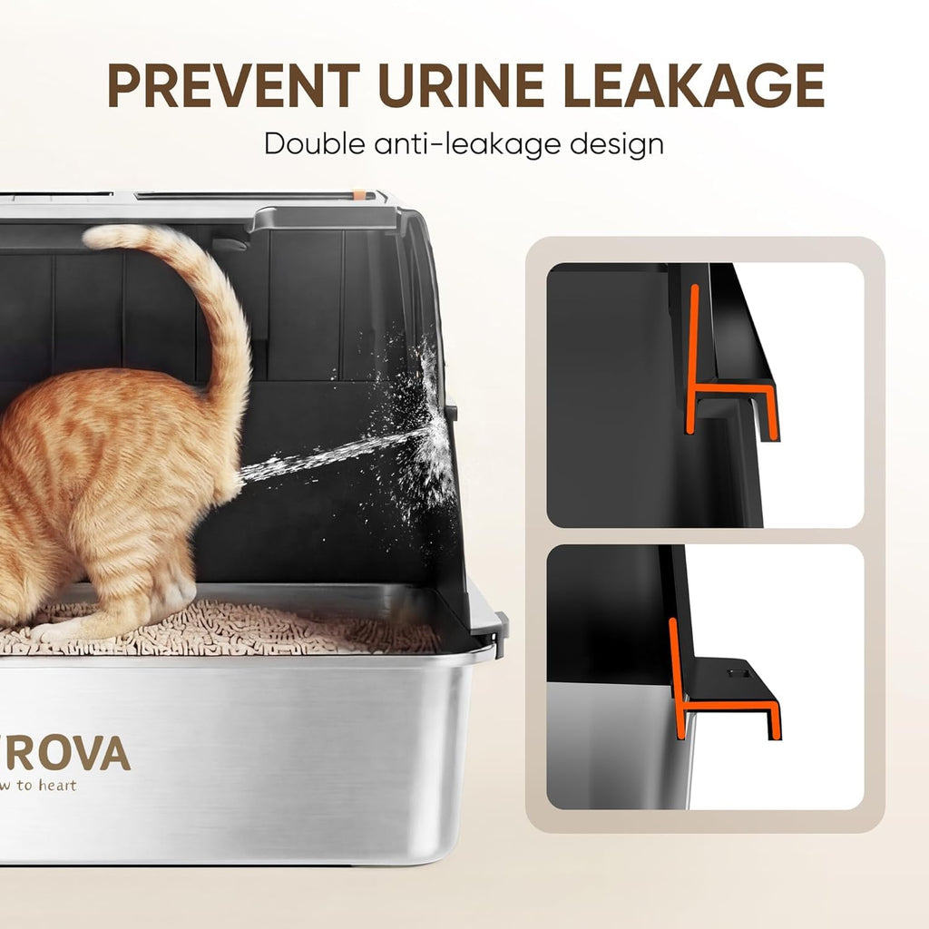XL Stainless Steel Enclosed Cat Litter Box with Flip-Up Lid H36739