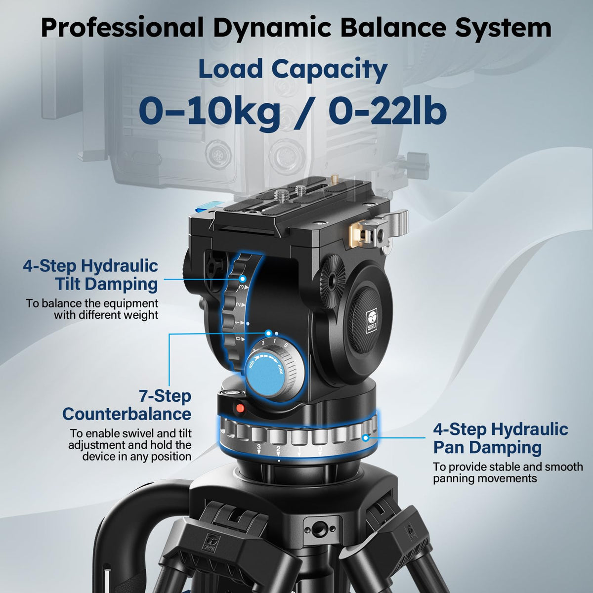 Carbon Fiber Video Tripod with Fluid Head X523