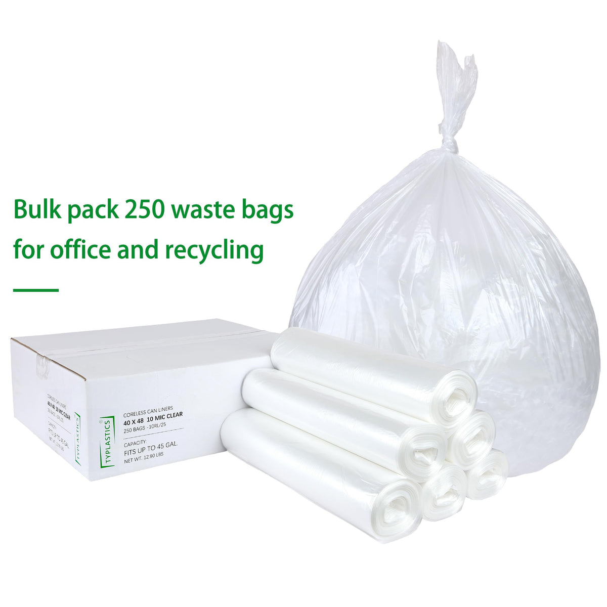 Clear 40-45 Gallon Trash Can Liners U57824