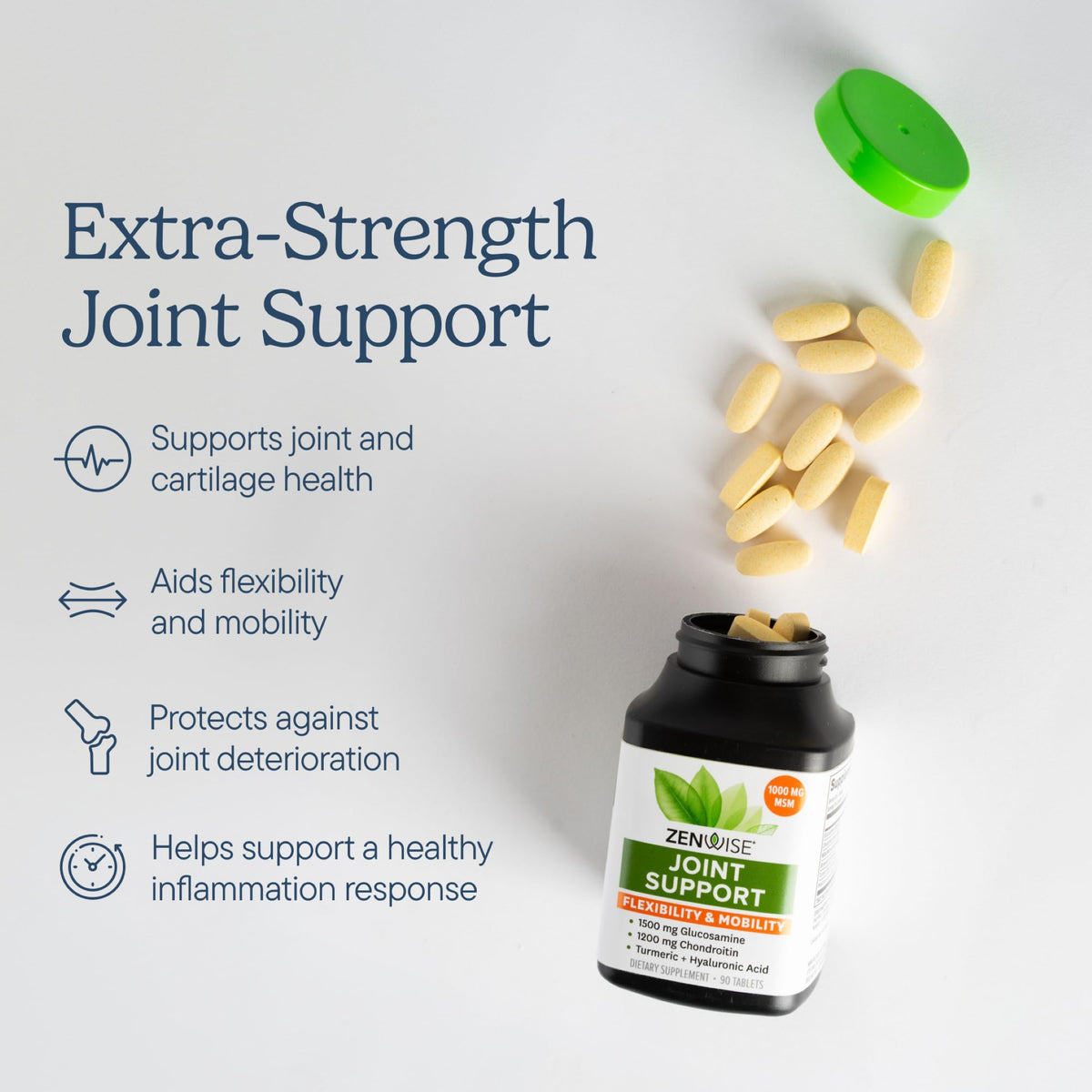 Joint Support Supplement with Glucosamine Chondroitin MSM Curcumin 180 Count W515437