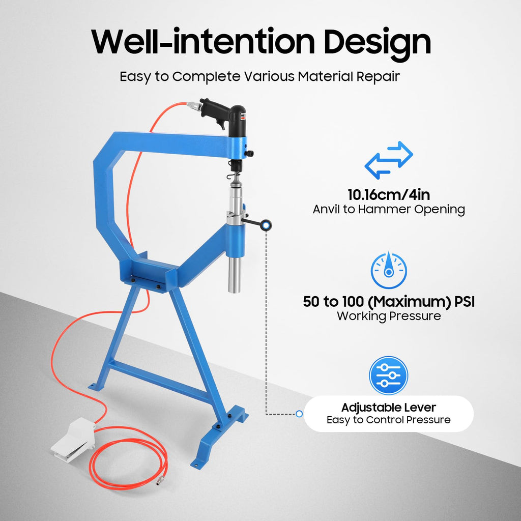 4" Pneumatic Planishing Hammer with Cast-Iron Stand & Pedal L9757