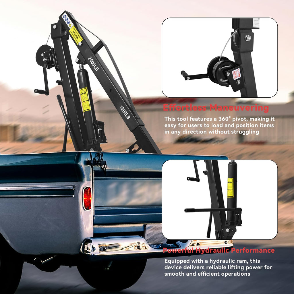 2000 lbs Folding Truck Crane with Hydraulic Winch M461