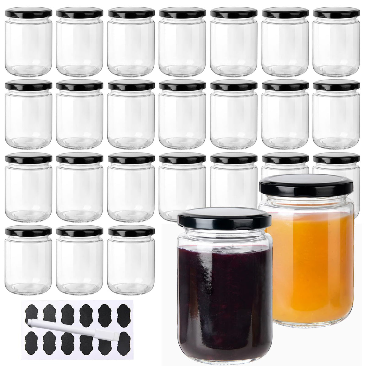 24Pack 12oz Clear Glass Jars with Lids R93861