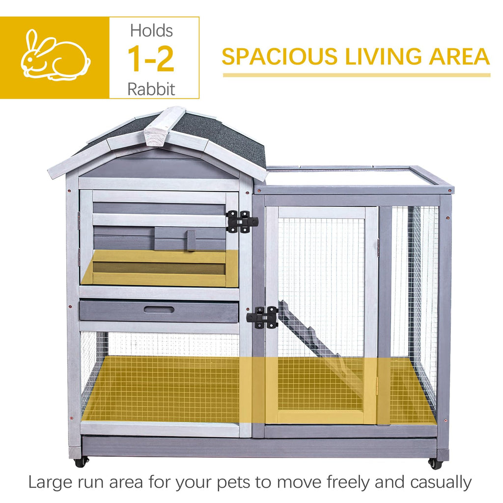 Wooden Rabbit Hutch with Waterproof Roof P41787