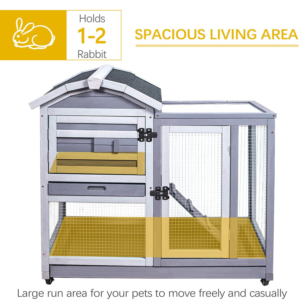 Wooden Rabbit Hutch with Waterproof Roof P41787