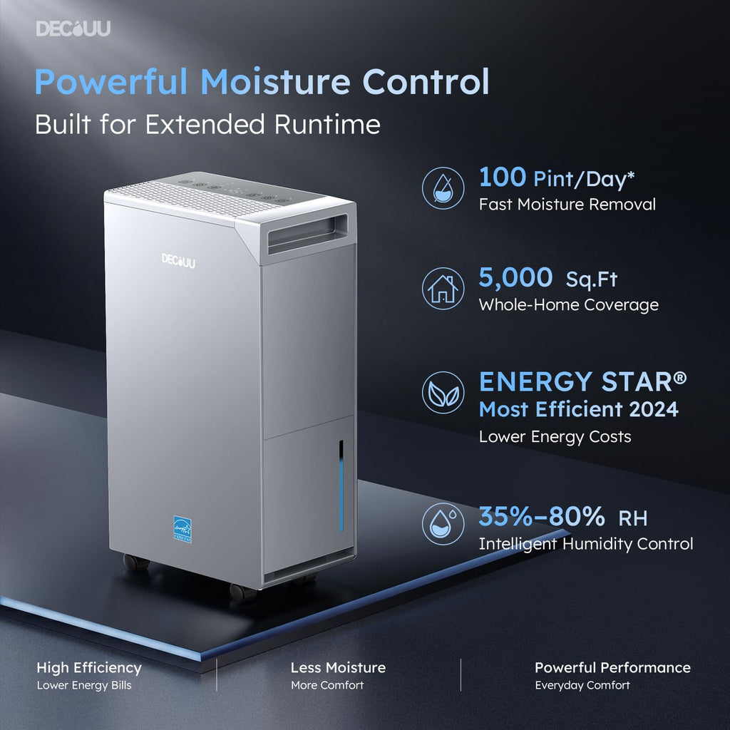 5000 Sq.Ft 100 Pint Dehumidifier with Drain Hose F204