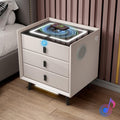 White 3 Drawer Bed End Table with Wireless Charging G1640