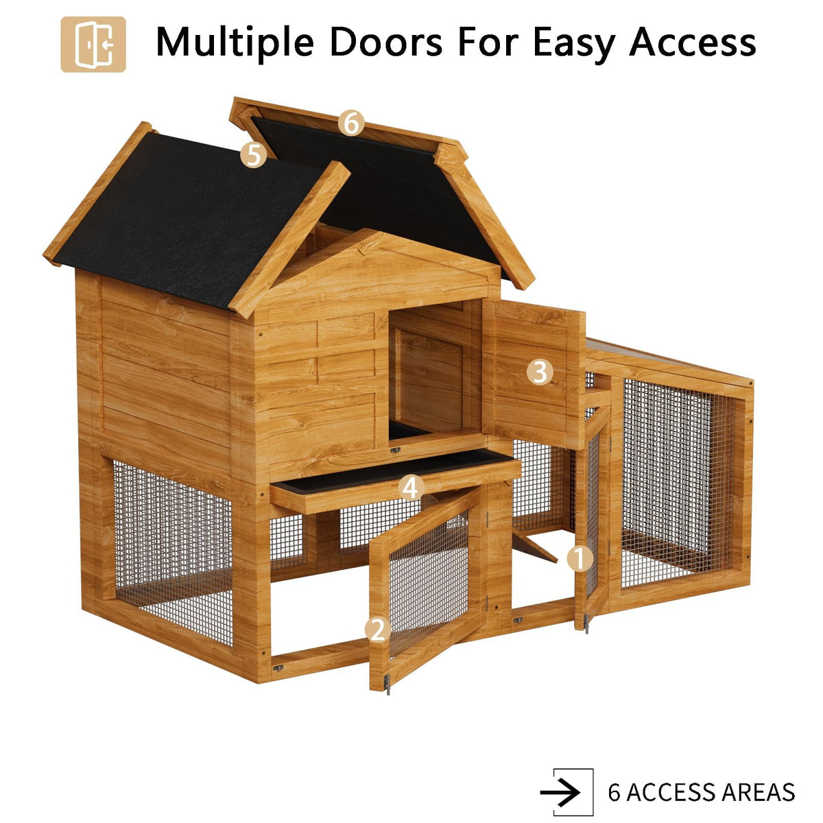2-Story Wooden Rabbit Hutch with Run M250592