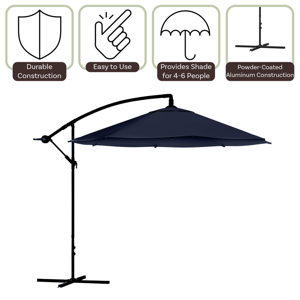10 Ft Offset Cantilever Patio Umbrella with Cross Base Z3703