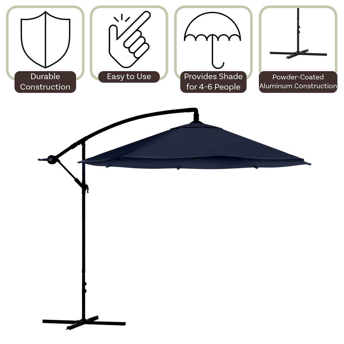 10 Ft Offset Cantilever Patio Umbrella with Cross Base Z3703