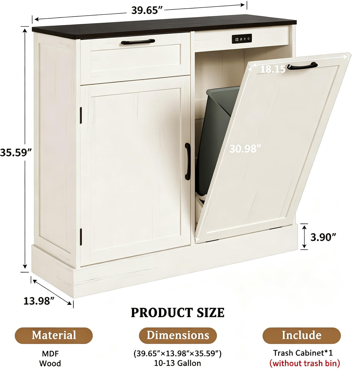 Off-White Tilt Out Trash Can Cabinet J74795