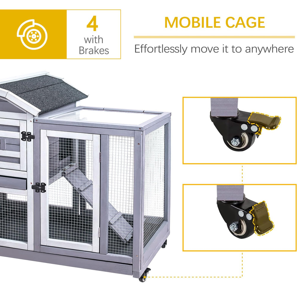 Wooden Rabbit Hutch with Waterproof Roof P41787