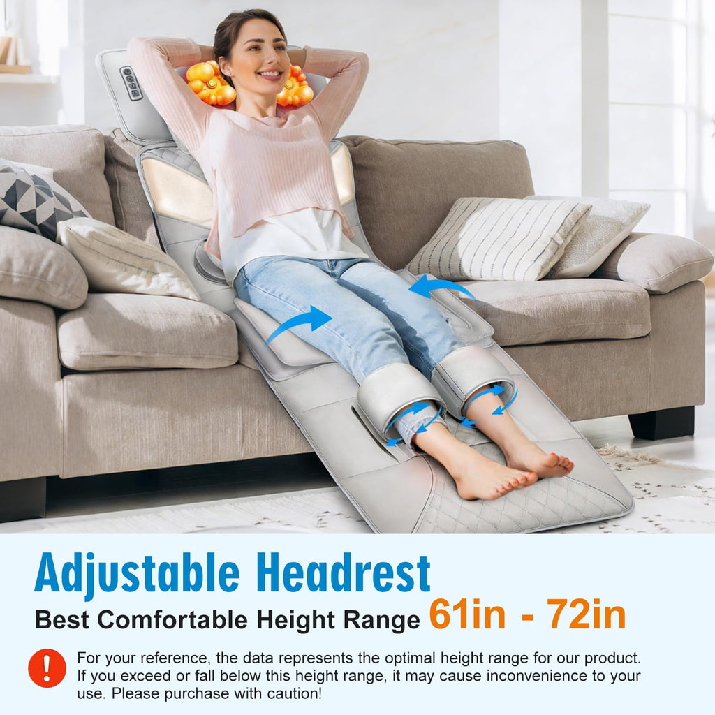 Full Body Massage Mat with Lumbar Pad & Headrest X230924