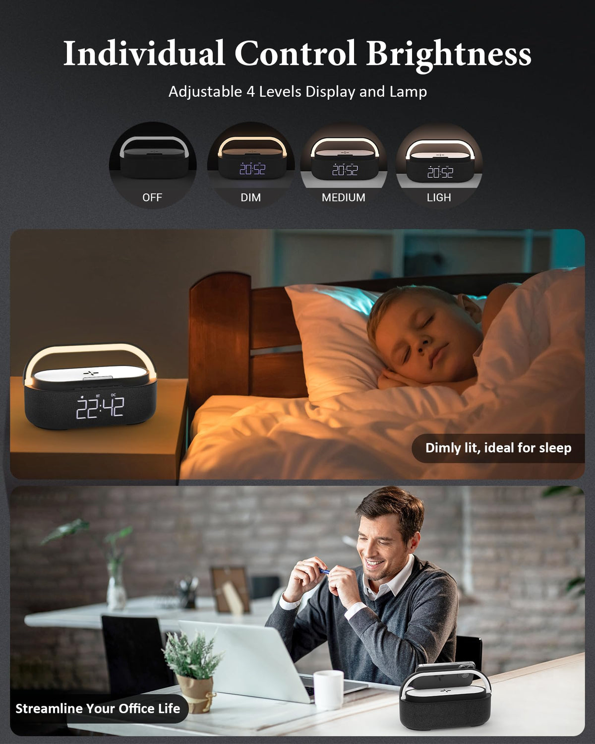Bluetooth Speaker with Wireless Charger FM Radio LED Light V789