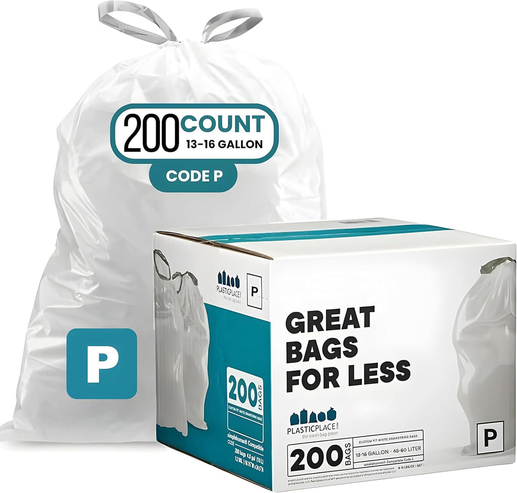 White Drawstring Trash Bags 13-16 Gallon 200 Count T317238