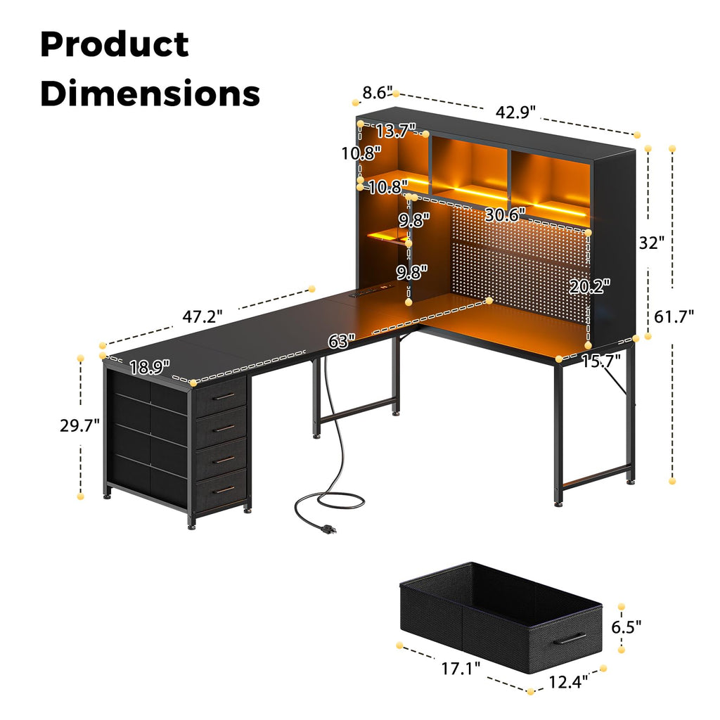 63" L Shaped Desk P99657