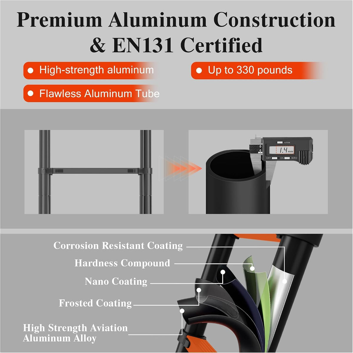 16.5 FT 330 Lbs Aluminum Telescoping Ladder V136248