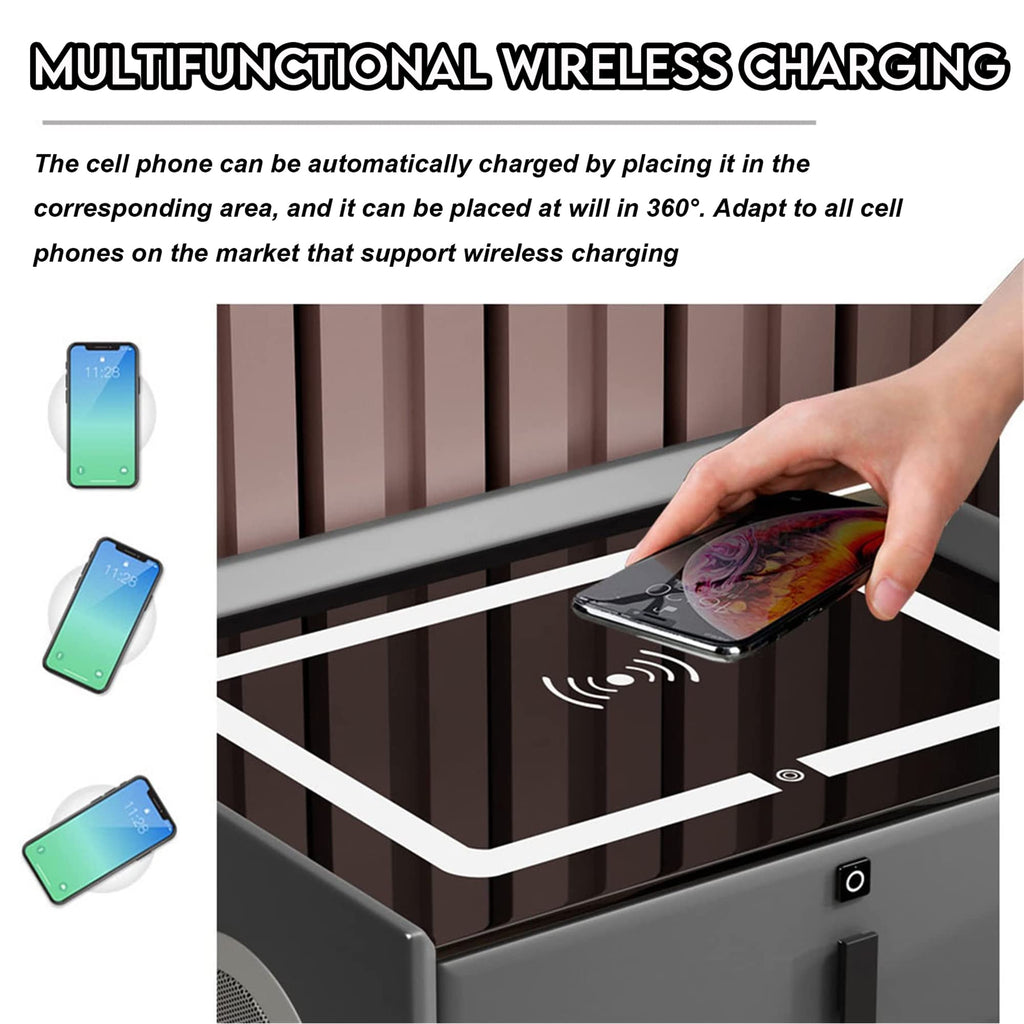 White 3 Drawer Bed End Table with Wireless Charging G1640