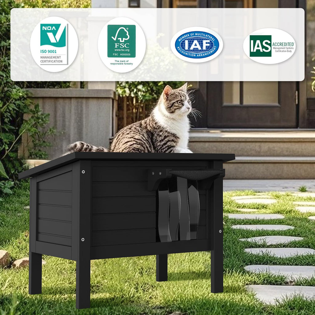 Weatherproof Insulated Solid Wood Outdoor Cat House V3839