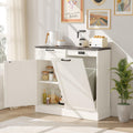 Off-White Tilt Out Trash Can Cabinet J74795