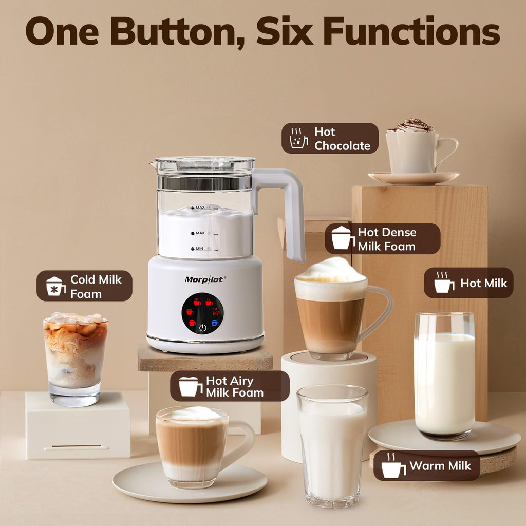 Electric Milk Frother and Steamer, 16.9oz, Dishwasher Safe, BPA Free, White T466