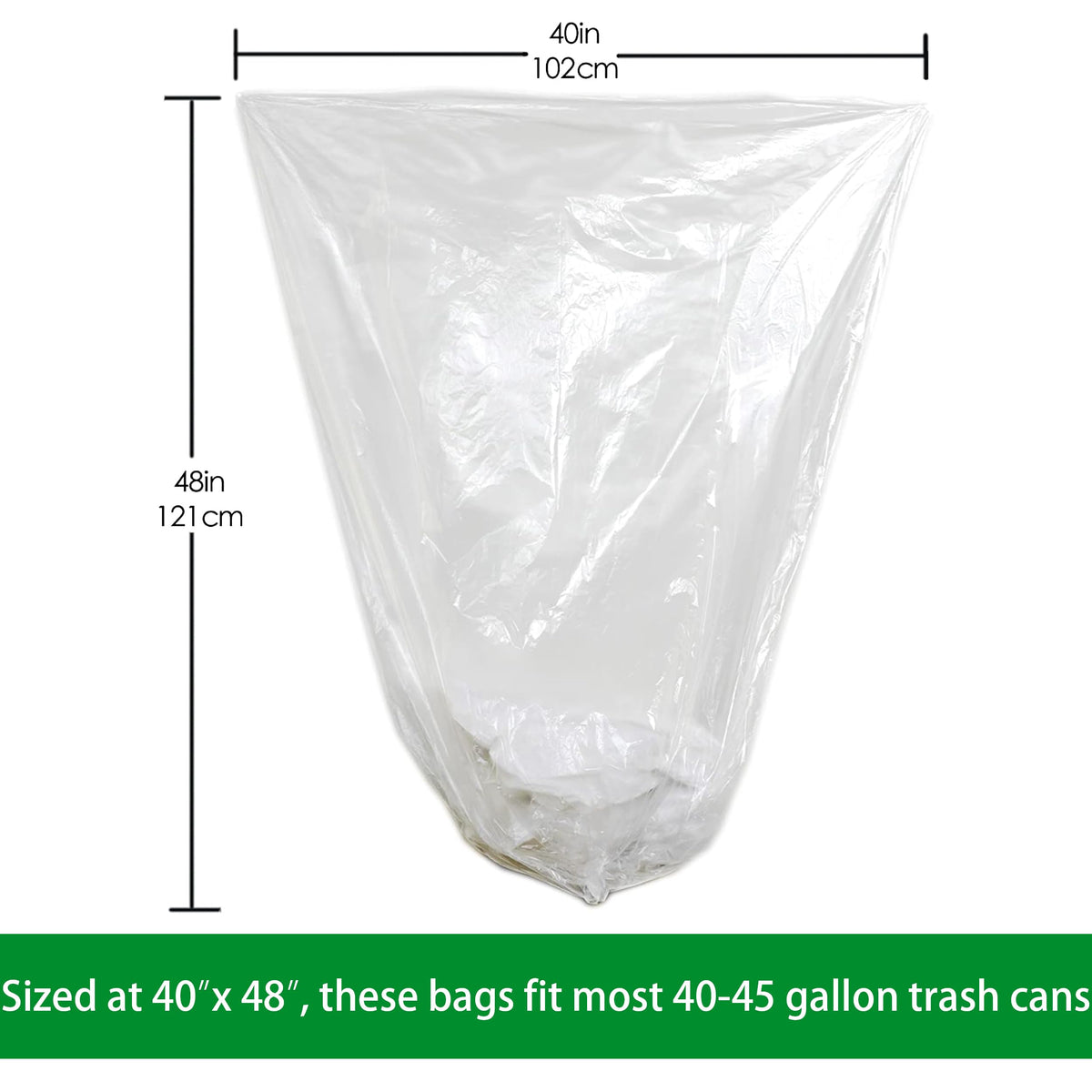 Clear 40-45 Gallon Trash Can Liners U57824