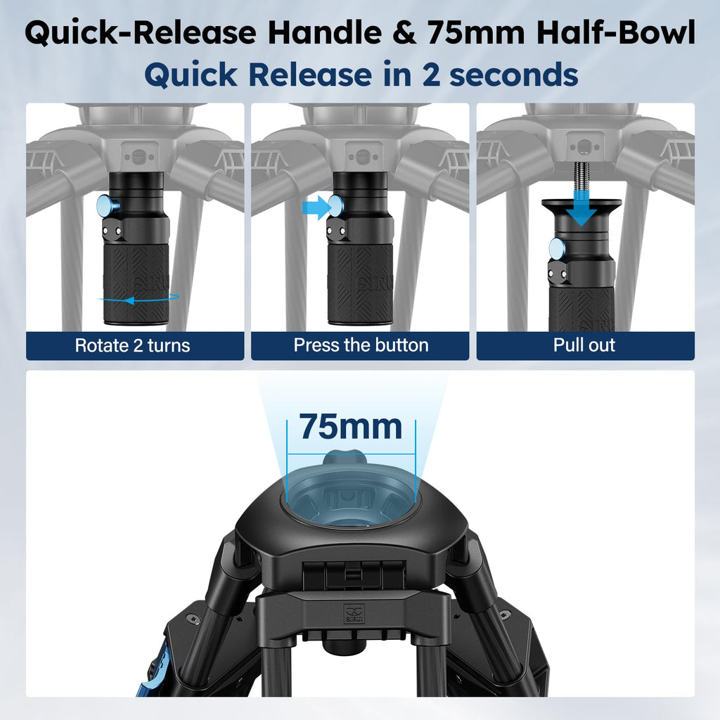 Carbon Fiber Video Tripod with Fluid Head X523
