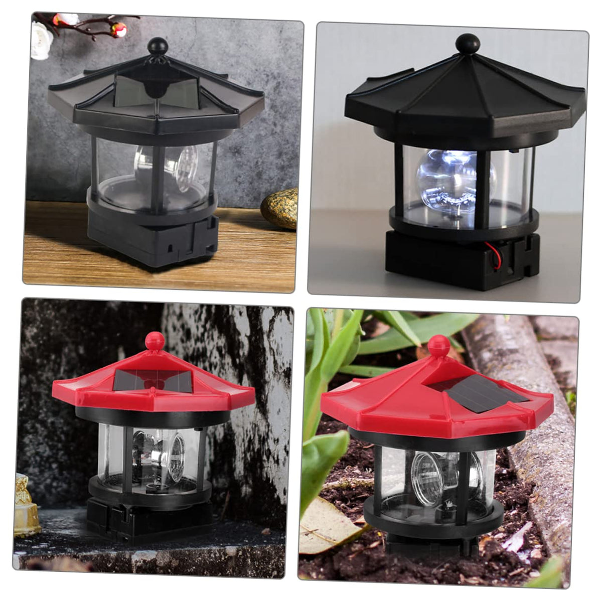 2pcs Solar Powered Rotatable Lighthouse Light R9889