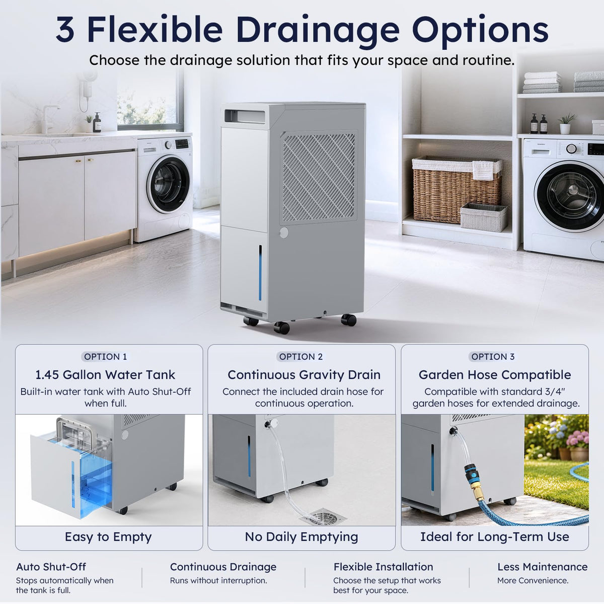 5000 Sq.Ft 100 Pint Dehumidifier with Drain Hose F204