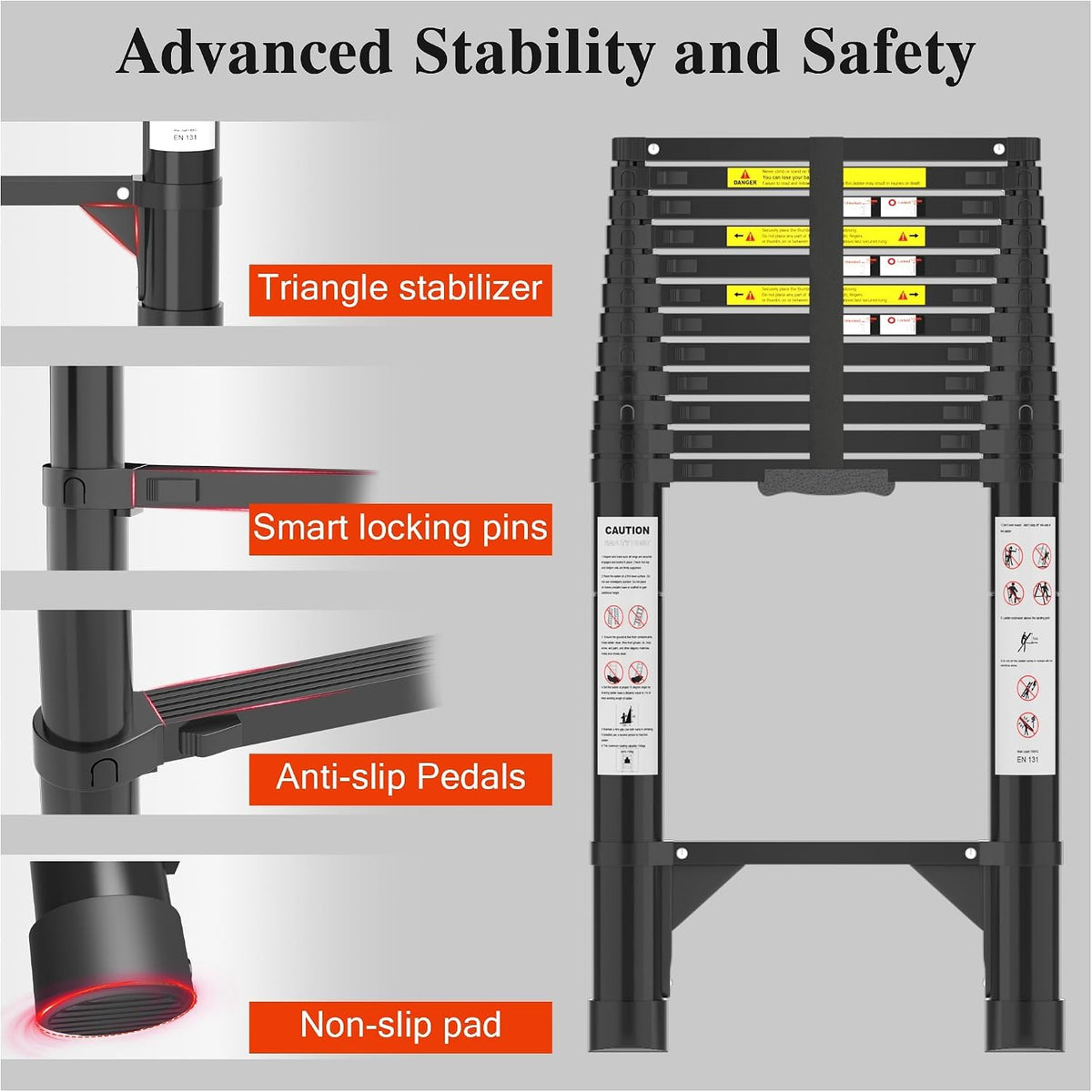 16.5 FT 330 Lbs Aluminum Telescoping Ladder V136248