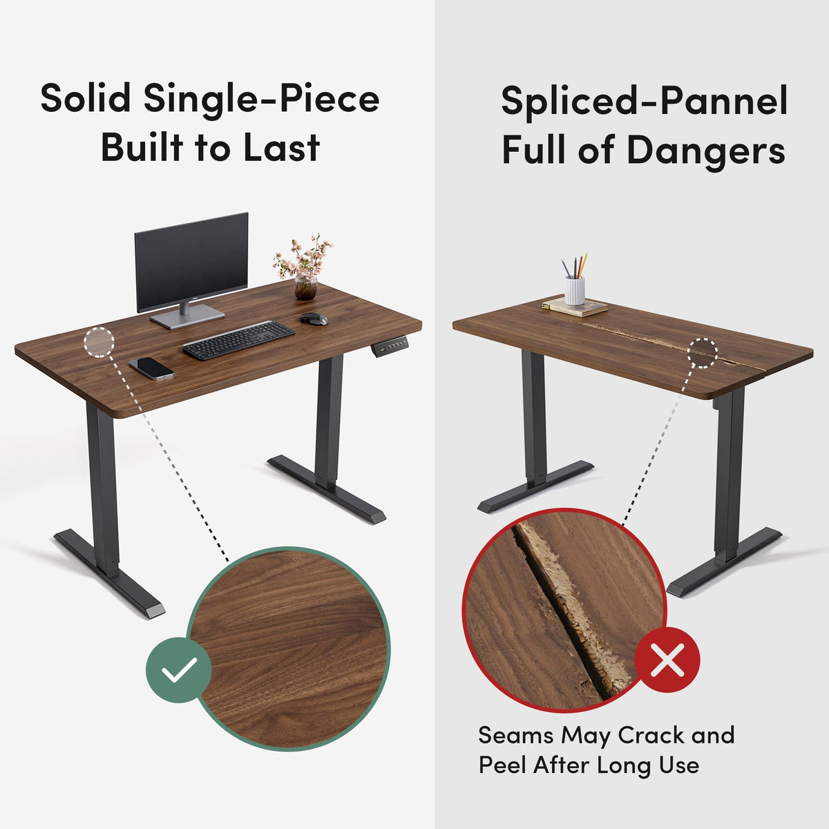 48 x 24 Black Walnut Adjustable Standing Desk N9089