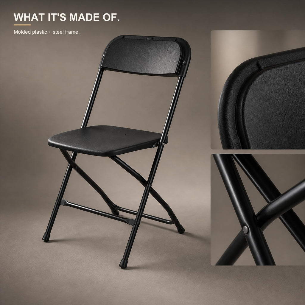 10 Pack Black Plastic Folding Chairs R22743