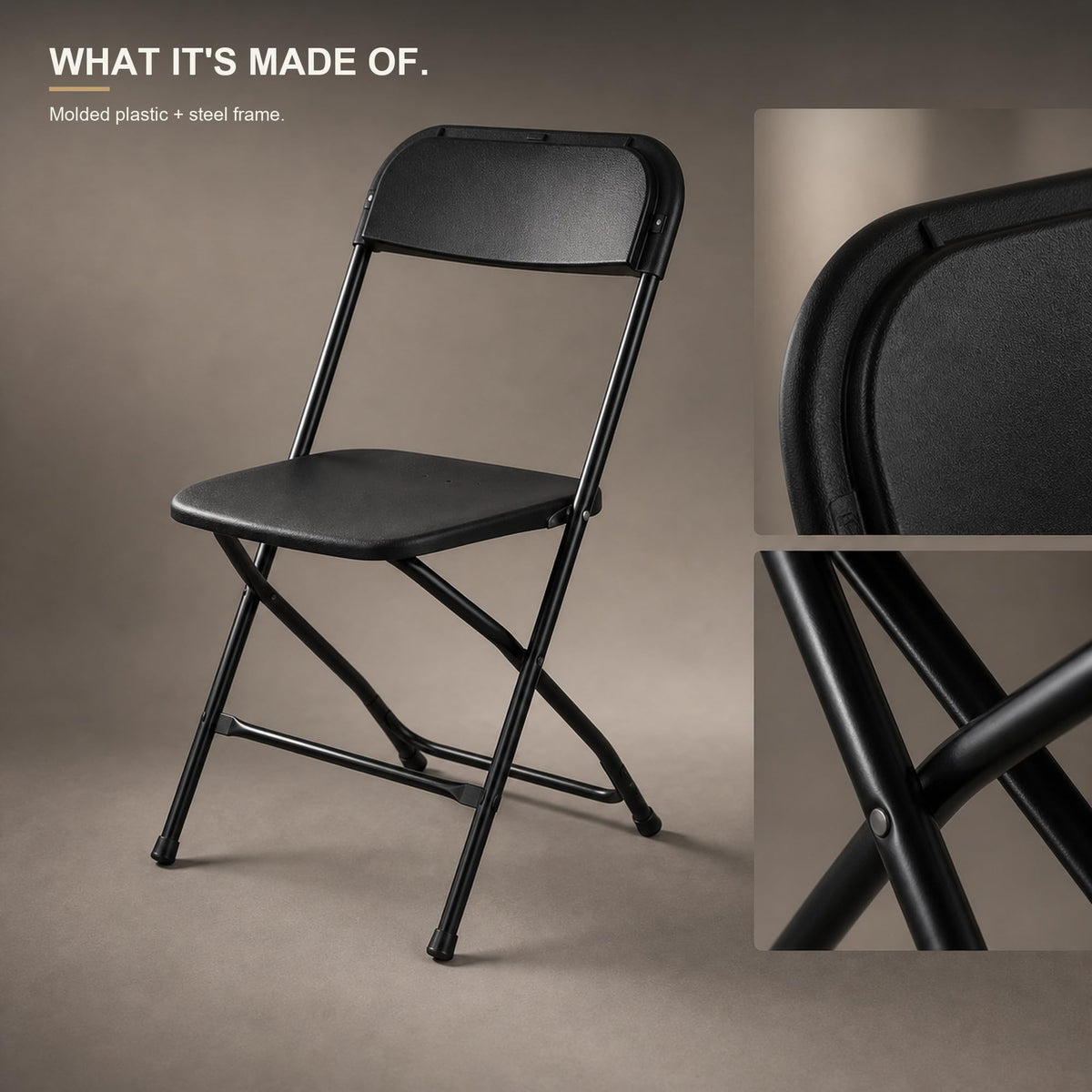 10 Pack Black Plastic Folding Chairs R22743