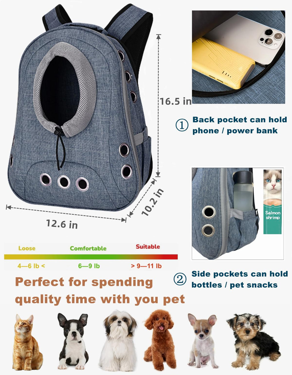 Ventilated Front Facing Dog Cat Backpack Carrier E91279