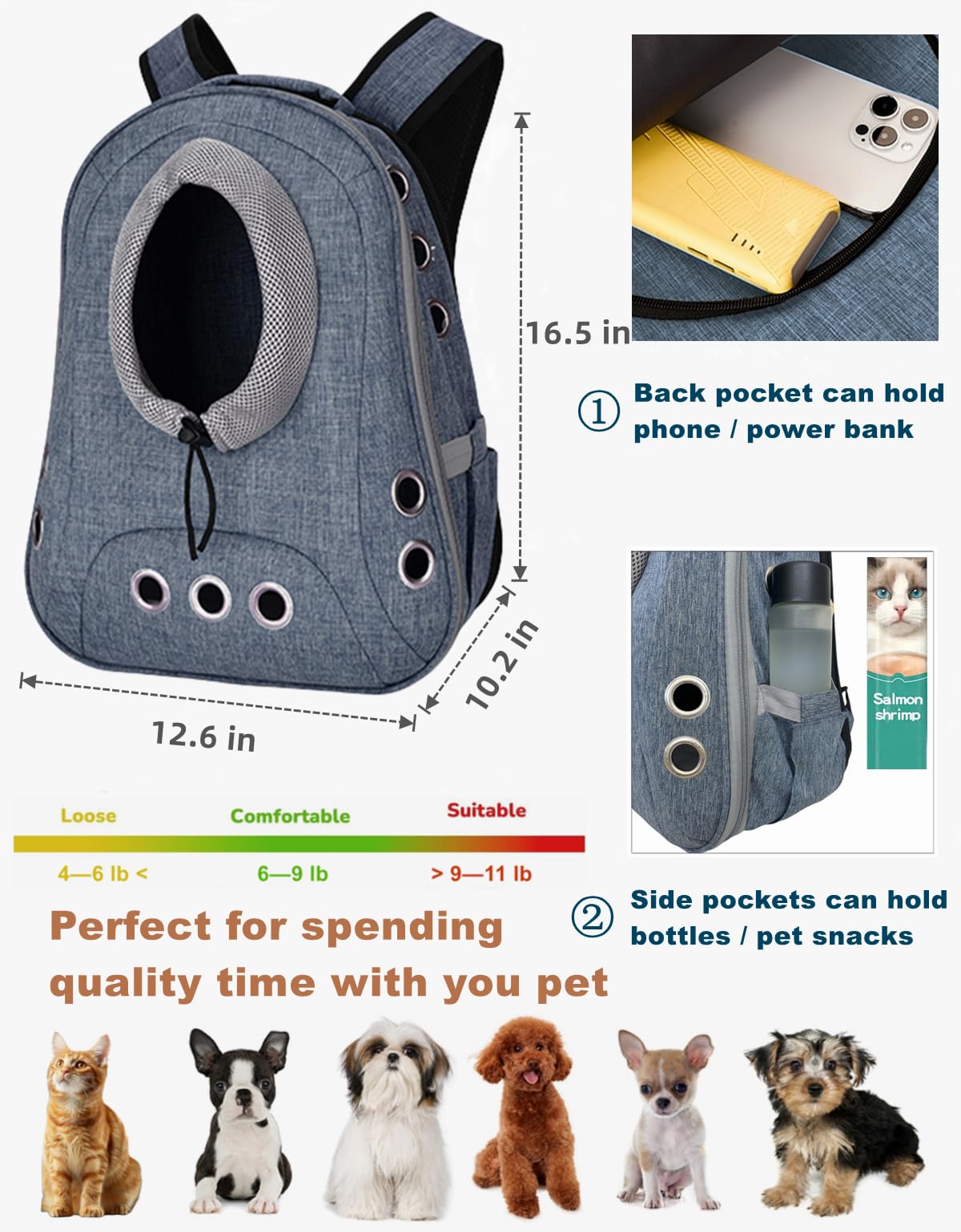 Ventilated Front Facing Dog Cat Backpack Carrier E91279