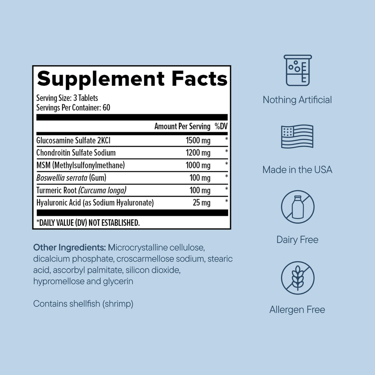 Joint Support Supplement with Glucosamine Chondroitin MSM Curcumin 180 Count W515437