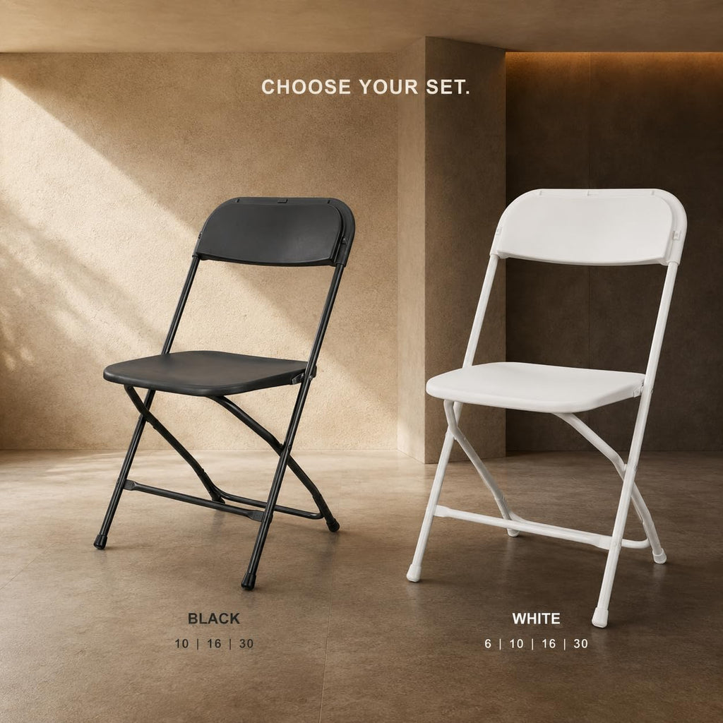 10 Pack Black Plastic Folding Chairs R22743