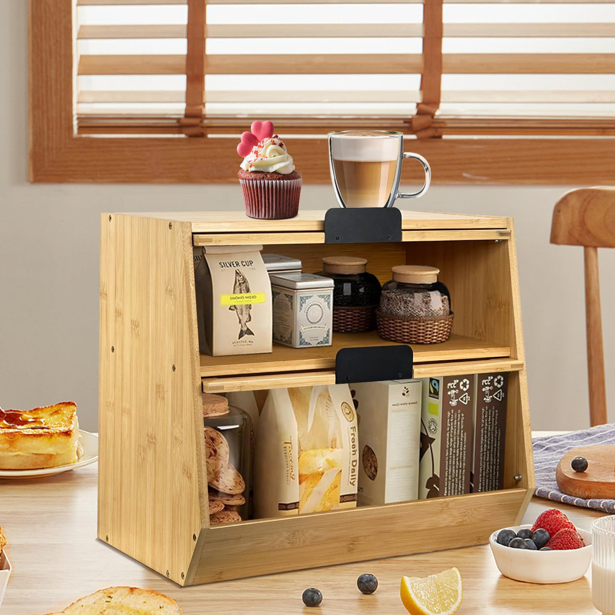 Wooden Bread Box with Window G2746