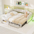 Twin XL to King Size Upholstered Daybed with Trundle and 2 Storage Drawers U59177