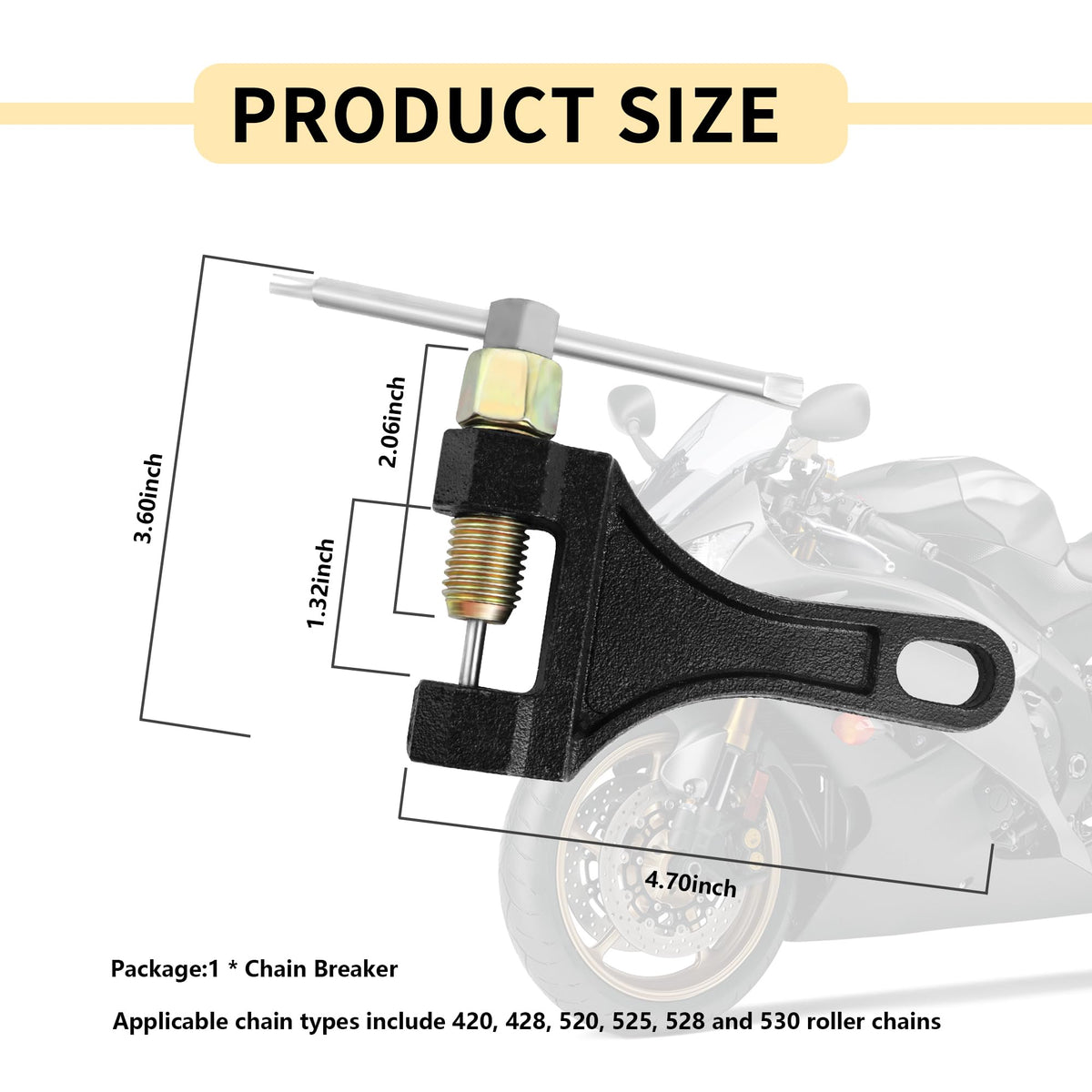 Motorcycle Chain Breaker Tool #420 428 520 525 528 530 J54420