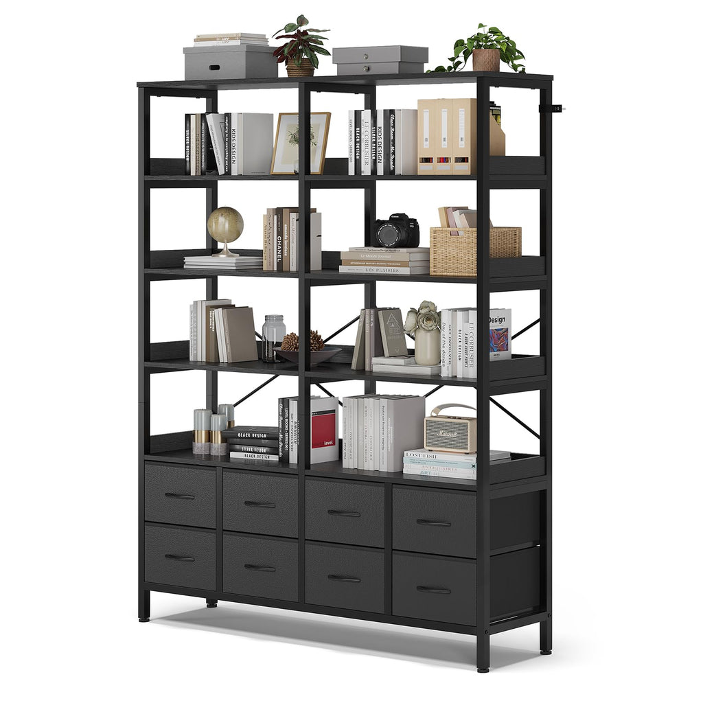 Black 8 Fabric Drawer 7-Tier Bookshelf E957024