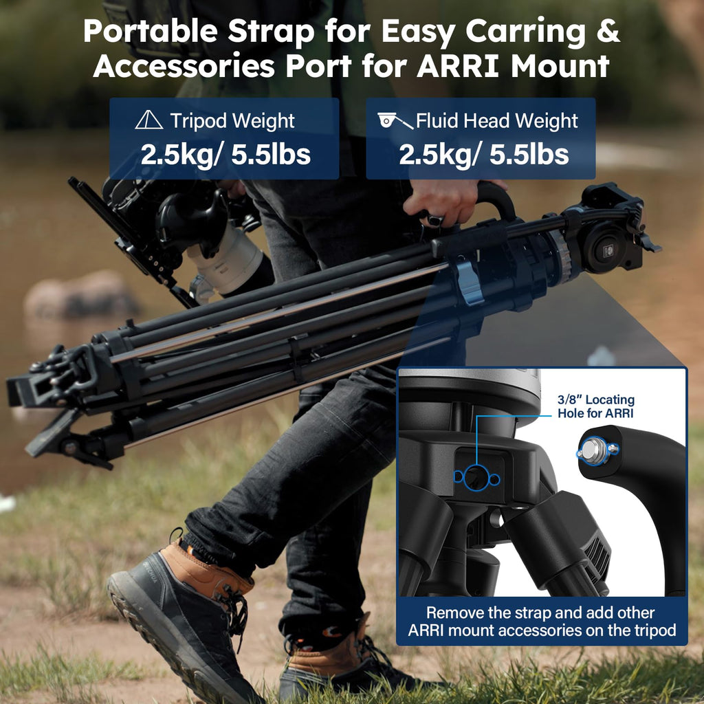 Carbon Fiber Video Tripod with Fluid Head X523
