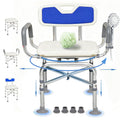 2-Level Width Adjustable 360° Heavy Duty Swivel Shower Chair with Arms and Back G693028