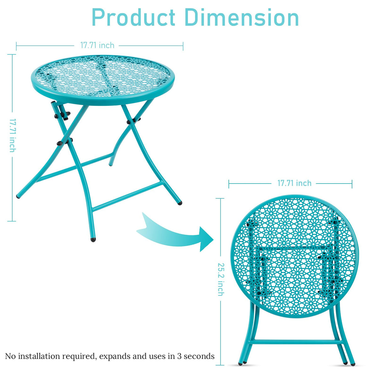 Folding Outdoor Side Table with Cutouts P8781