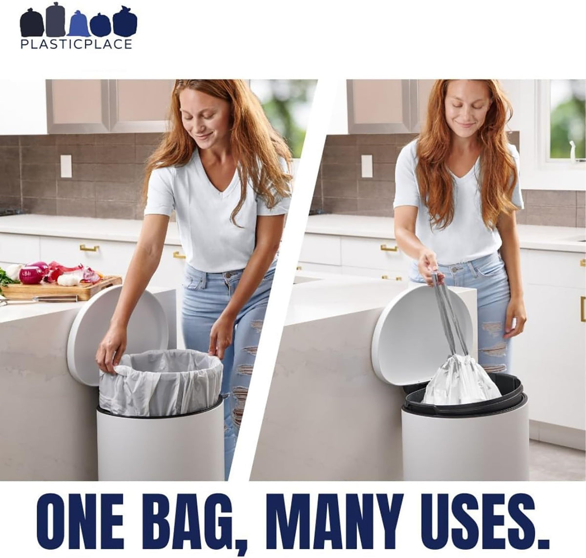 White Drawstring Trash Bags 13-16 Gallon 200 Count T317238
